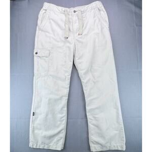 Vtg Tommy Jeans Cargo Pants Mens L Beige Waist Strap Linen Cotton Blend